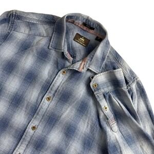 Mavi Flannel Plaid Shirt Mens Medium Casual Blue Fitted Long Sleeve Layering